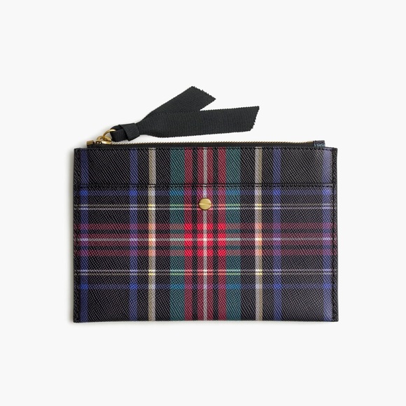 J. Crew Handbags - NWT J. Crew Stewart Plaid Leather Clutch J. Crew Handbags - NWT J. Crew Stewart Plaid Leather Clutch